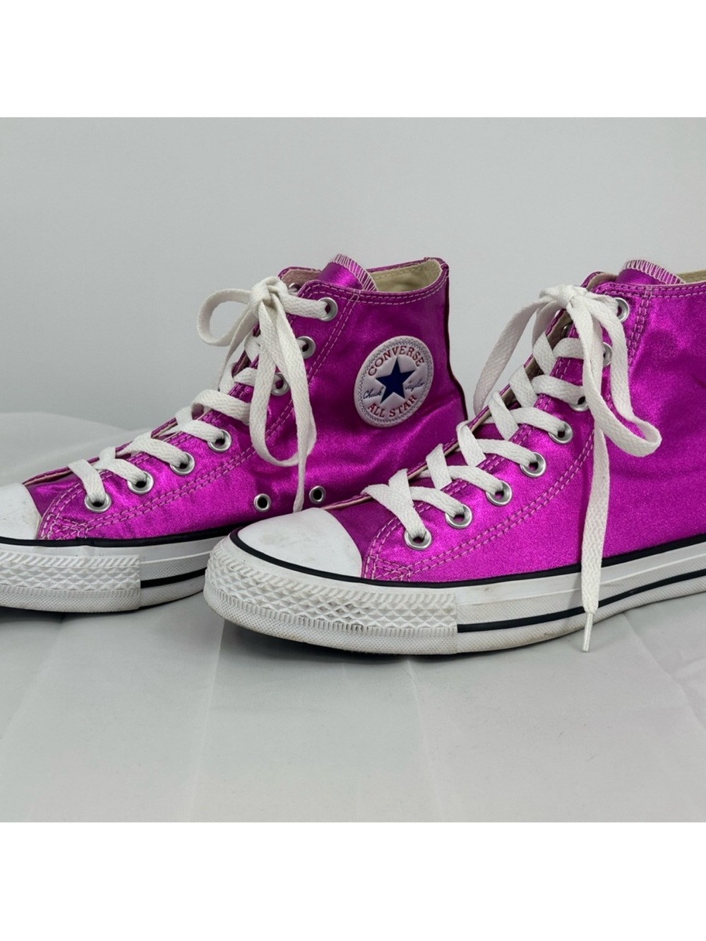 Converse High Top Sneakers in Metallic Fuchsia with White Accents